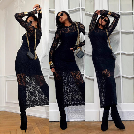 Robes Bodycon en Dentelle Transparente pour Femmes Chic und Stil