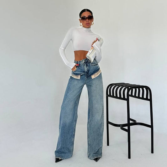 Dames jeans larges tendance avec taille haute Chic und Stil