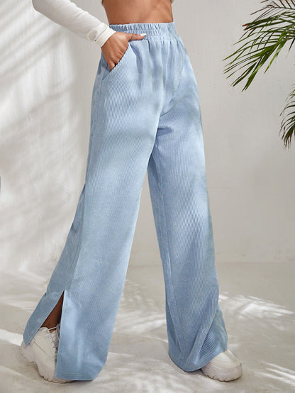 Chic and Style Wide Ribbed Pants for Women