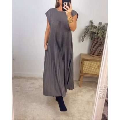 Robe maxi pour femmes avec des détails plissés et des poches latérales Style et élégance