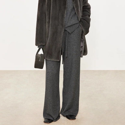 Dames Ensemble de loungewear en tricot élégant avec pantalon et cardigan Chic und Stil