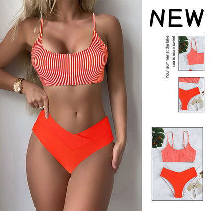 Dames Ensemble de bikini bralette rayé élégant Chic und Stil