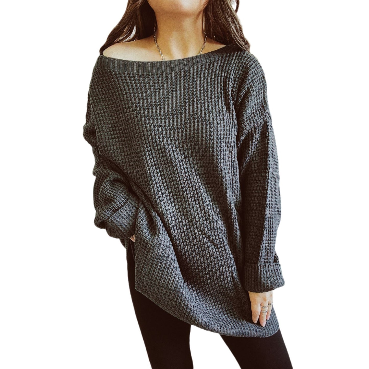 Pull en tricot décontracté pour femmes avec une coupe ample et un design de dos ouvert Chic und Stil