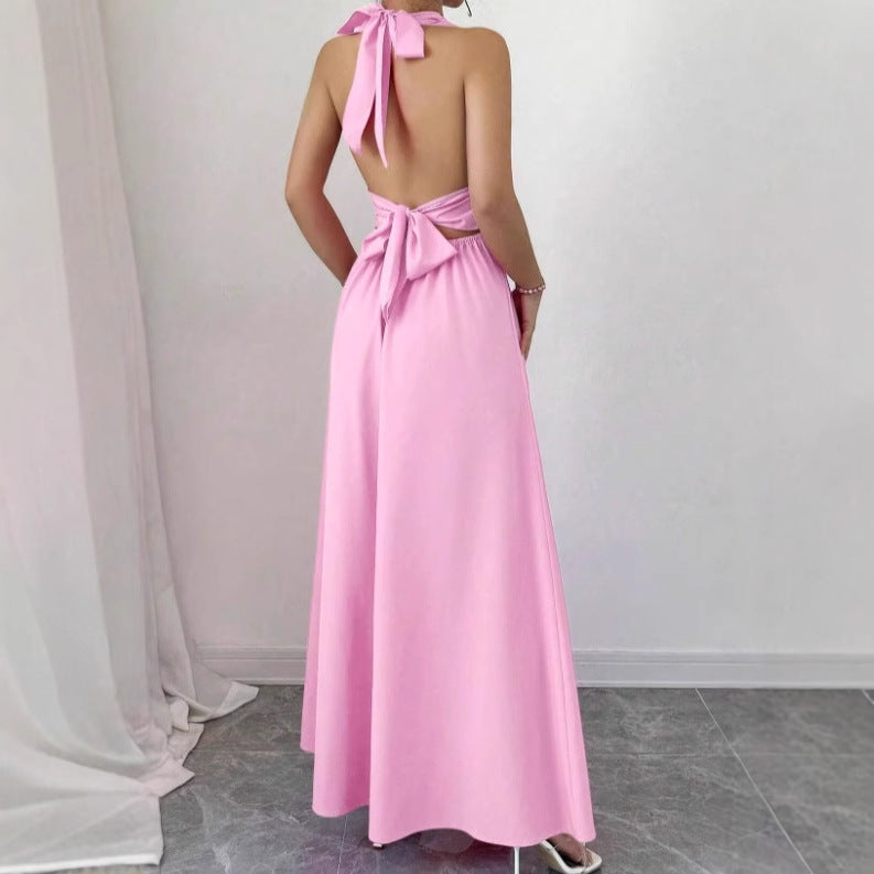 Robe maxi sans manches pour femmes avec un décolleté en V séduisant et une jupe à fente haute Chic und Stil