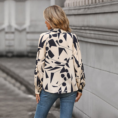 Blouse féminine à la mode avec motif géométrique et coupe décontractée Chic und Stil