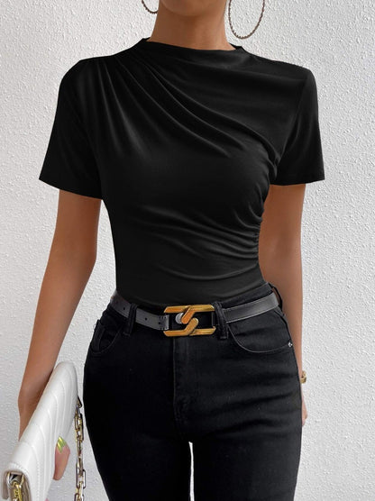 Basic T-shirt for women with asymmetrical gathers Chic and Style