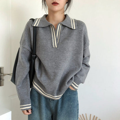 Pull décontracté féminin avec col classique et poignets élastiques Chic und Stil