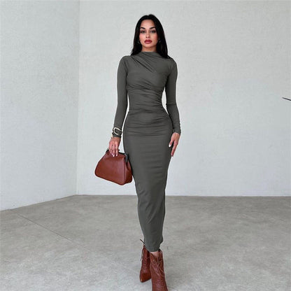 Dames Robe longue à manches raffinées avec coupe cintrée Chic und Stil