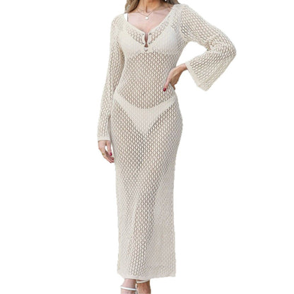 Dames Élégant Maxi Robe de Couverture en Crochets Chic und Stil