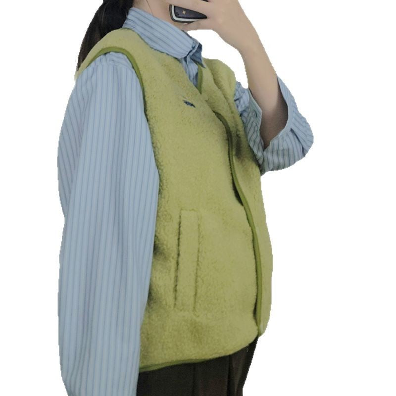 Dames Douce et décontractée gilet en teddy avec poches latérales Chic und Stil