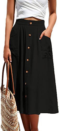 A-Line Button Front Skirt for Women with Pockets Chic and Style