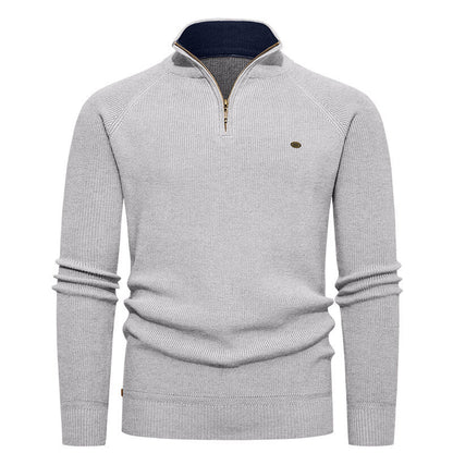 Knitted pullover for men with a high collar and zipper Chic und Stil