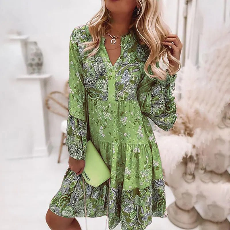 Robe tiered florale bohémienne pour femmes Chic und Stil