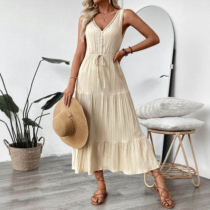 Femme Ceinture à nouer réglable Robe maxi à étages Chic und Stil