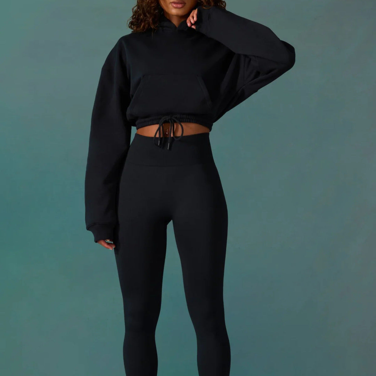 Dames pull court décontracté avec cordon et manches larges Chic und Stil