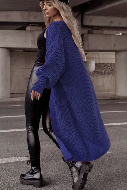 Dames Gros tricot Gilet avec design côtelé et grandes poches Chic und Stil