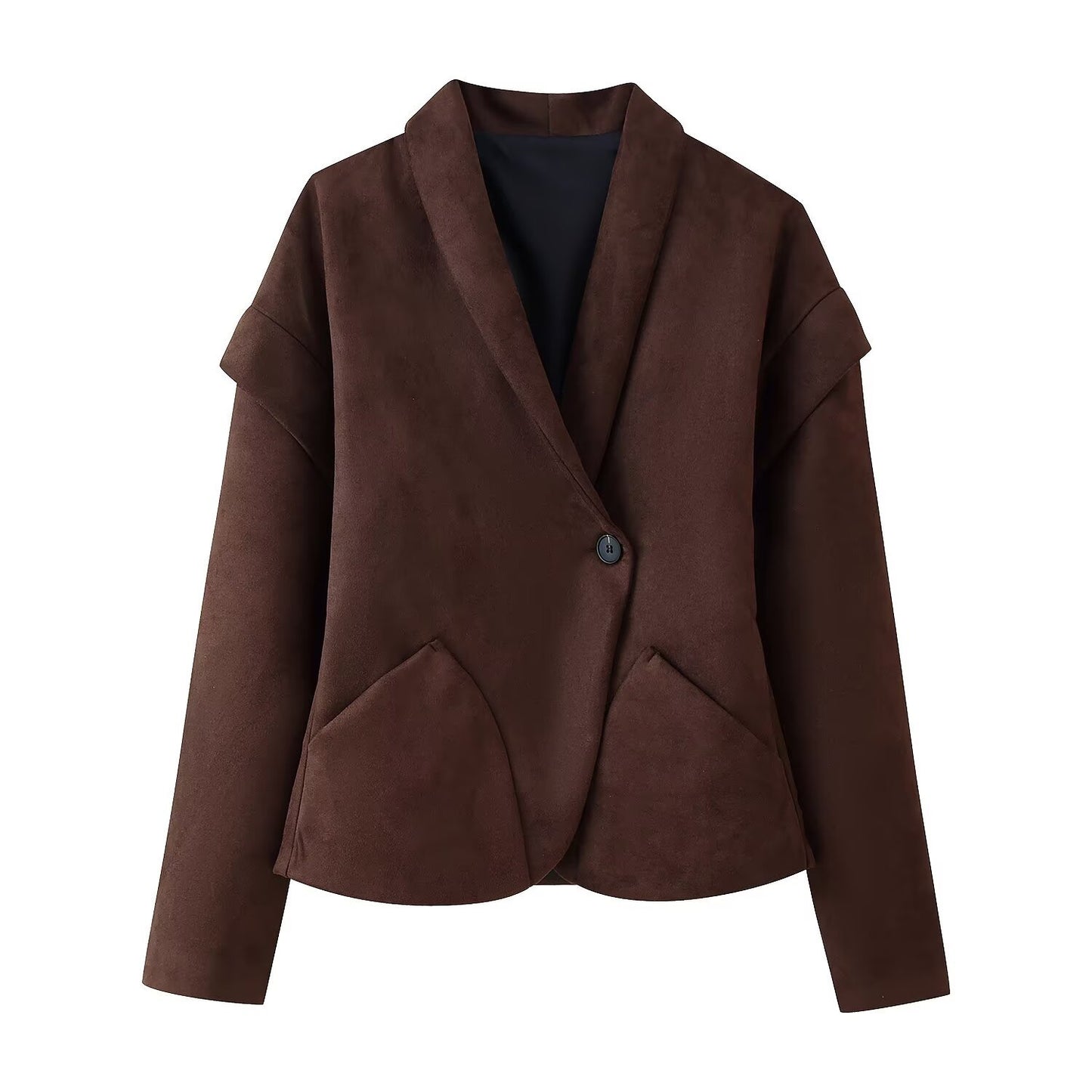 Dames élégante veste en suede avec poches tendance Chic und Stil