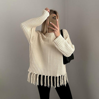 Pull en tricot pour femmes avec ourlet frangé Chic und Stil