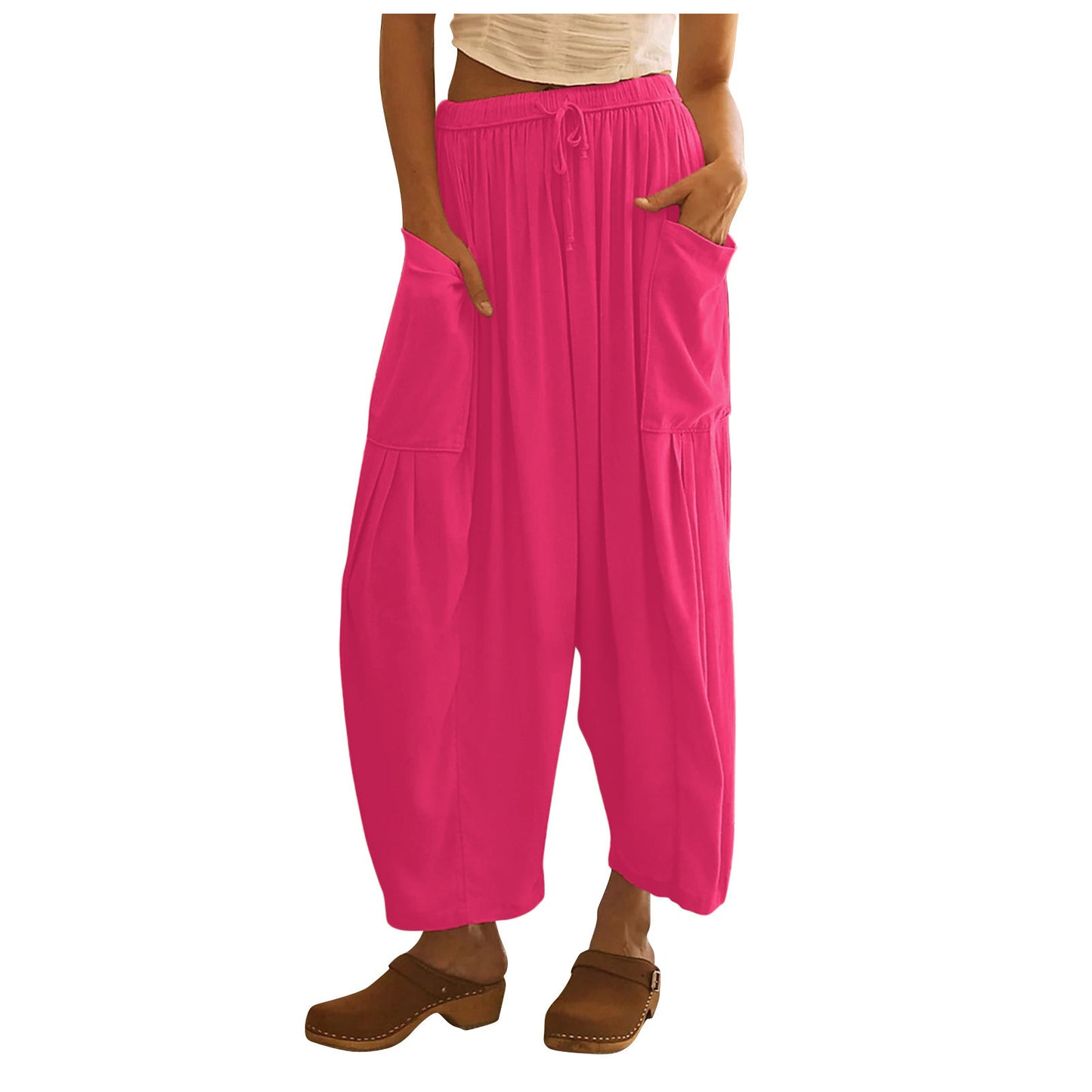 Comfortable wide-leg pants for women with practical side pockets and elastic waistband Chic and Style
