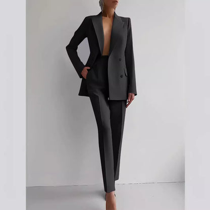 Dames Ensemble de pantalon blazer double élégant Chic und Stil