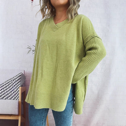 Pull en V décontracté pour femmes avec des détails en côtes stylés Chic und Stil