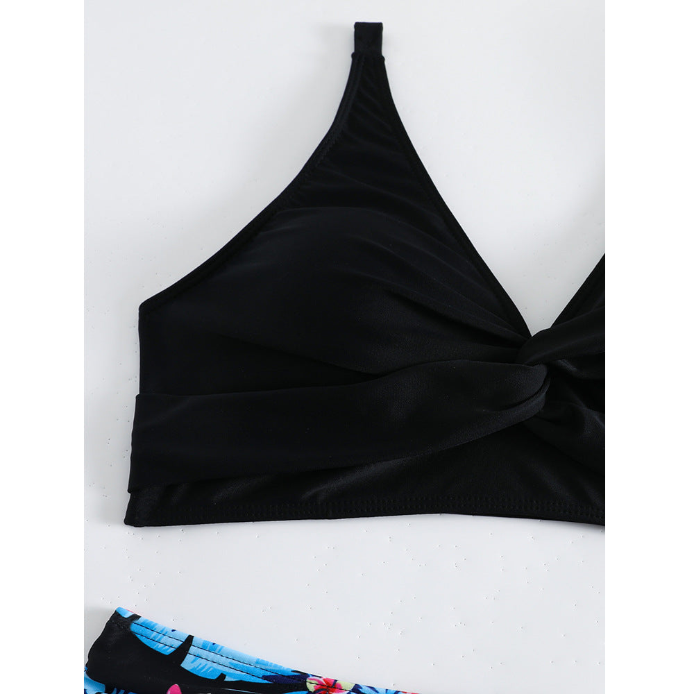 Bikini pour femmes taille haute avec motif floral et haut en forme de nœud Chic und Stil