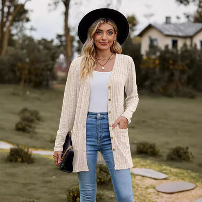 Dames décontracté cardigan en tricot avec détails en boutons et poches pratiques Chic und Stil