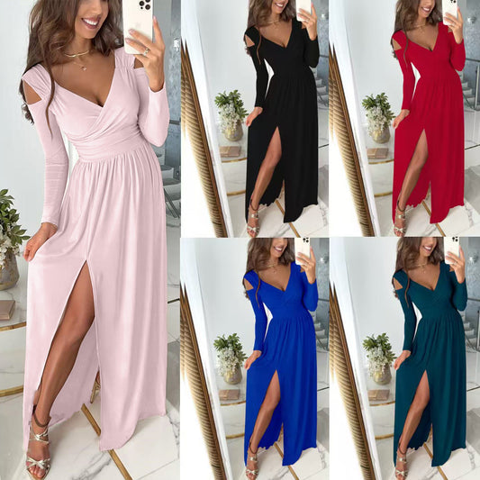Robe maxi femme avec coupe près du corps et manches élégantes Chic und Stil