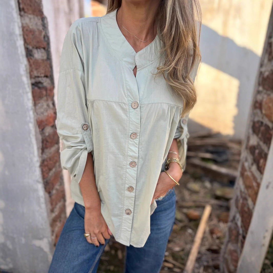 Blouse en coton pour femmes avec fermeture à boutons et coupe confortable Chic und Stil