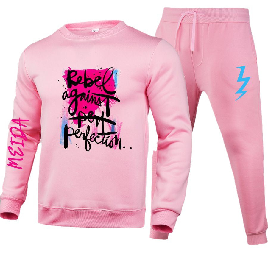 Women's sporty sweatshirt and jogging pants set with urban graphic print Chic and Style