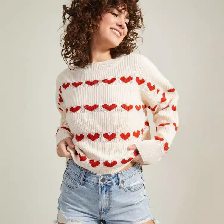 Pull confortable pour femmes avec motif en forme de cœur Chic und Stil