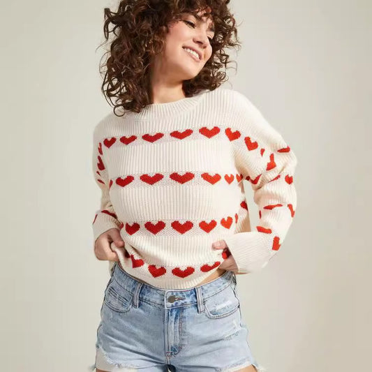 Pull confortable pour femmes avec motif en forme de cœur Chic und Stil