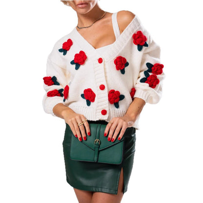 Dames cardigan ludique avec applications florales Chic und Stil