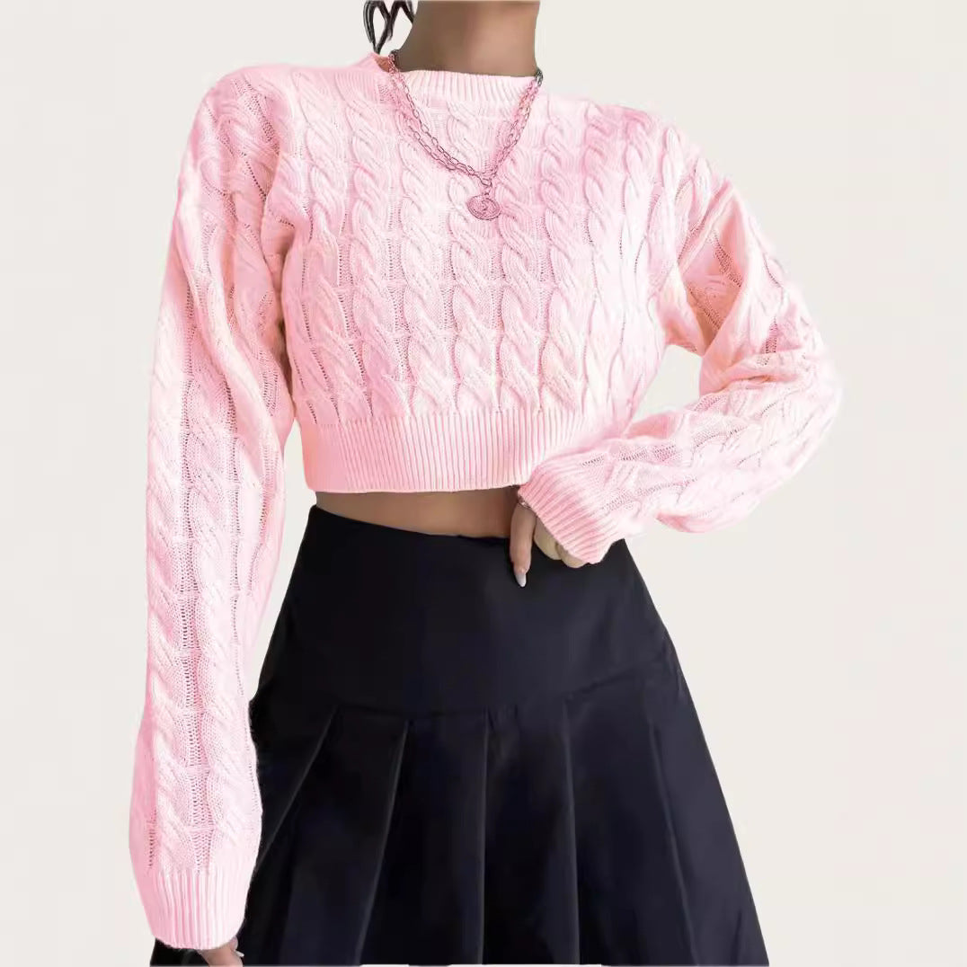 Pull over court en laine douce pour femmes avec motif torsadé Chic und Stil