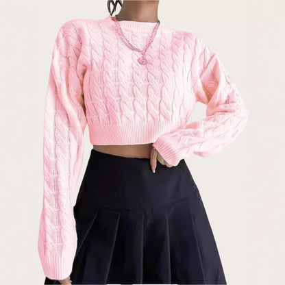 Pull over court en laine douce pour femmes avec motif torsadé Chic und Stil