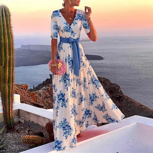 Robe maxi à enroulement floral pour dames Chic und Stil