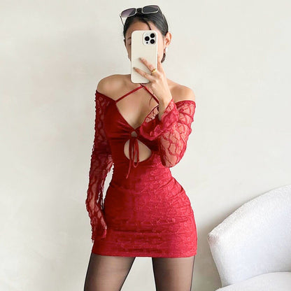 Robe mini femme à coupe décontractée avec des manches transparentes et des détails en volants Chic und Stil