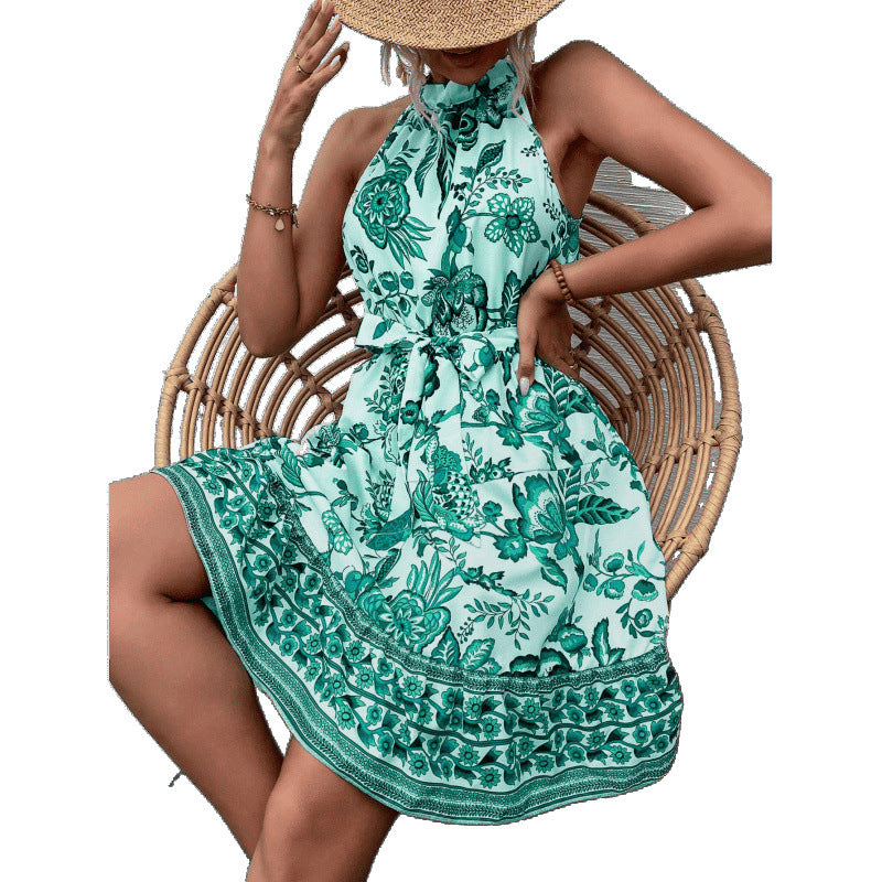 Robe dos nu à lien floral pour femmes Chic und Stil