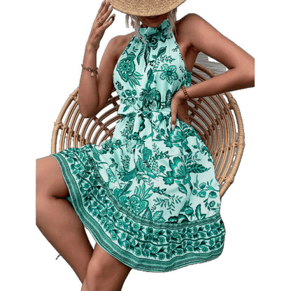 Robe dos nu à lien floral pour femmes Chic und Stil