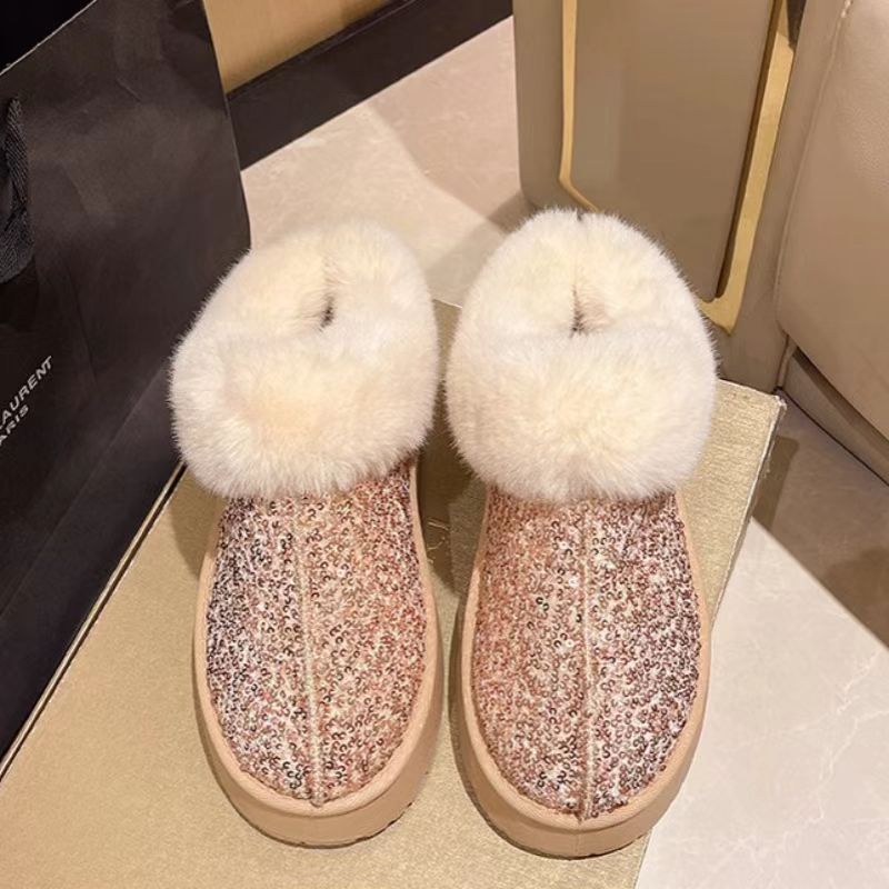 Ladies Plush Sparkly Slippers Chic and Style