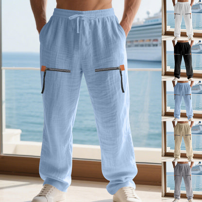 Lightweight cargo pants for men with elastic waistband and practical zip pockets Chic and Style
