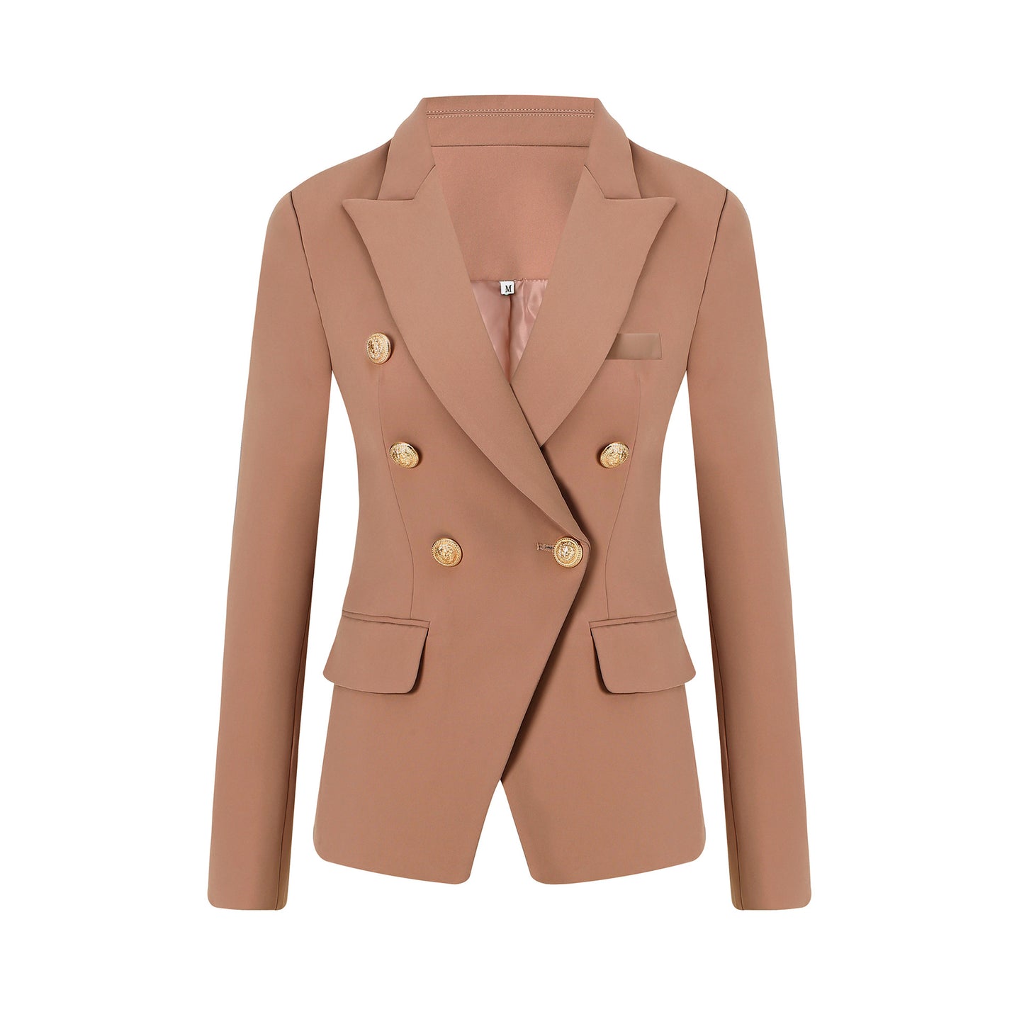 Dames Élégante Blazer à Doublé Rangée avec Boutons Dorés Chic und Stil