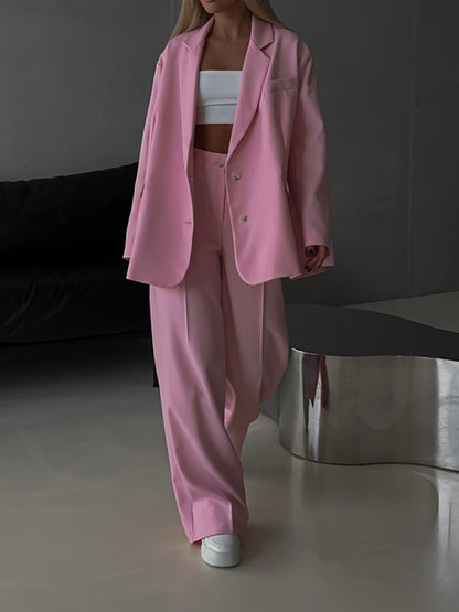 Women Elegant Blazer Set with Wide Pants and Stylish Cut Chic and Style