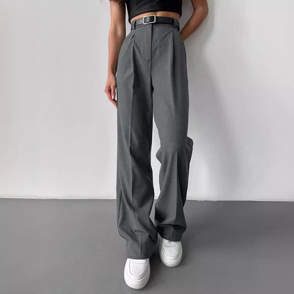Women Elegant High-Waisted Pants with Distinct Pleats and Tie Belt Chic and Style