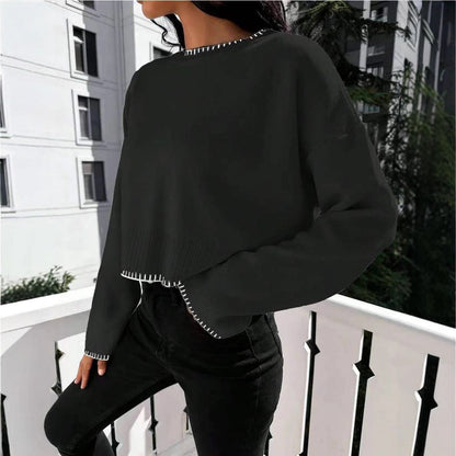 Pull cropped décontracté pour femmes avec tricot fin à côtes Chic und Still