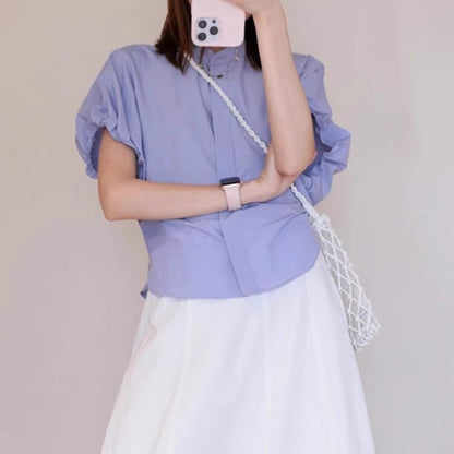 Chemisier à manches bouffantes à boutons pour femmes Chic und Stil