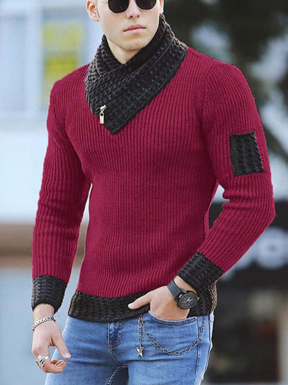 Pull en maille pour hommes avec col montant et design texturé Chic und Stil