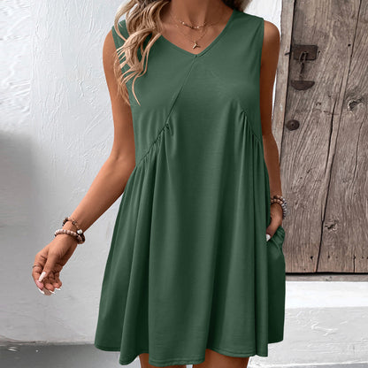 Robe femme fluide à décolleté en V avec poches latérales et coupe fluide Chic und Stil
