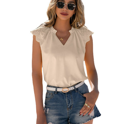 Blouse élégante pour dames avec accents en dentelle et décolleté en V Chic und Stil