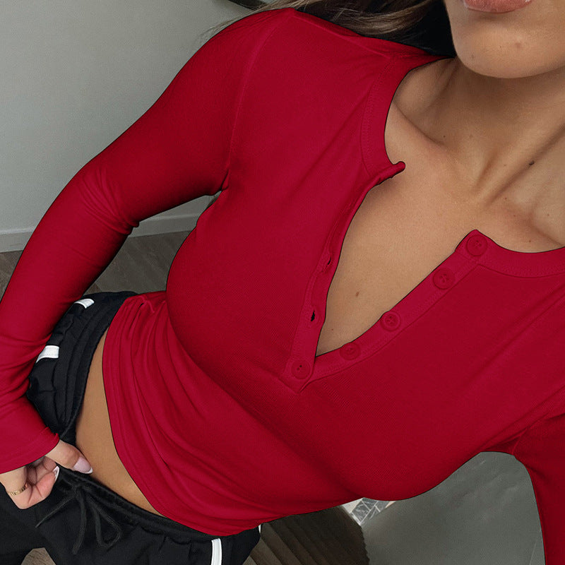 Chemisier à manches longues pour femmes avec détails boutonnés et coupe moulante Chic und Stil